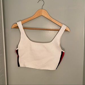 Babaton sculpt knit top with red stripe detail